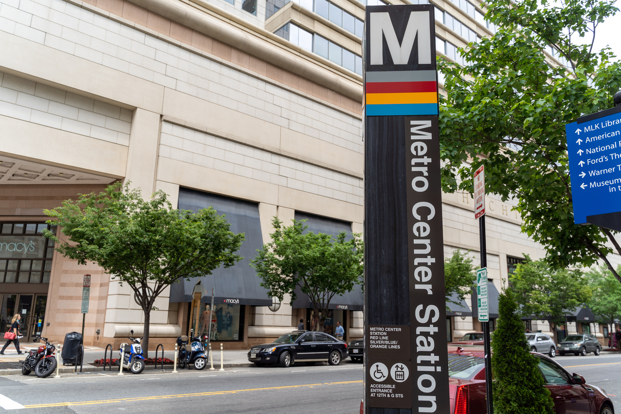 Washington DC -Sign for the entrance to the Metro Center Station,