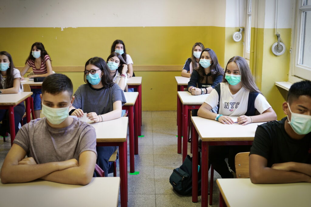 Students wearing face masks - file photo.