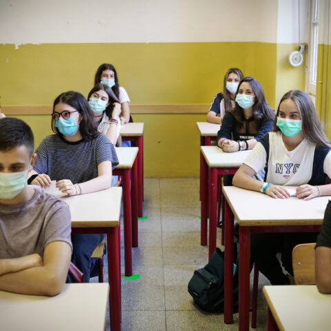 Students wearing face masks - file photo.