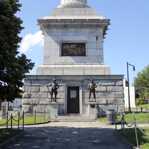 Battle monument, commemorates the december 26, 1776 battle of trenton, dedicated in 1893, base of the monument, trenton, nj, usa - june 17, 2022