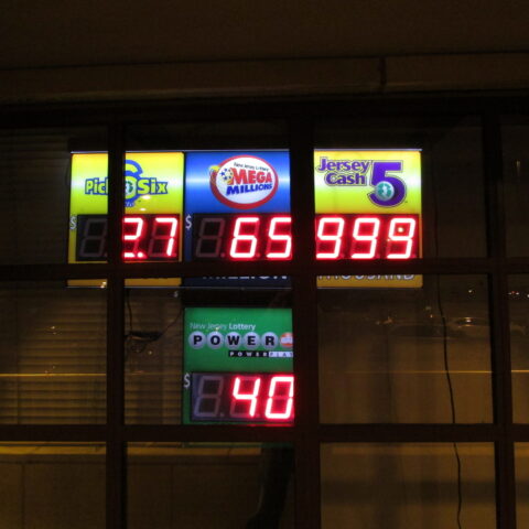 New jersey lottery sign. Pick 6, mega millions, cash 5, powerball nj