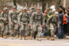 Army soldiers in ruck march