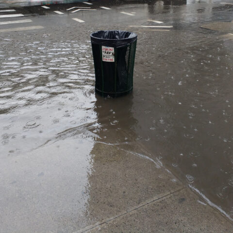Flooded corner in nyc.