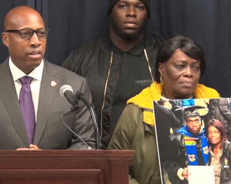 Suffolk county police commissioner rodney k. Harrison and homicide squad detectives were joined by the mother of a homicide victim during a press conference to ask for help from the public to come forward with information to bring his killer to justice.