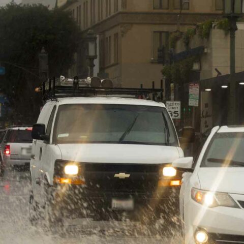 Flooded city road, file photo la-ca