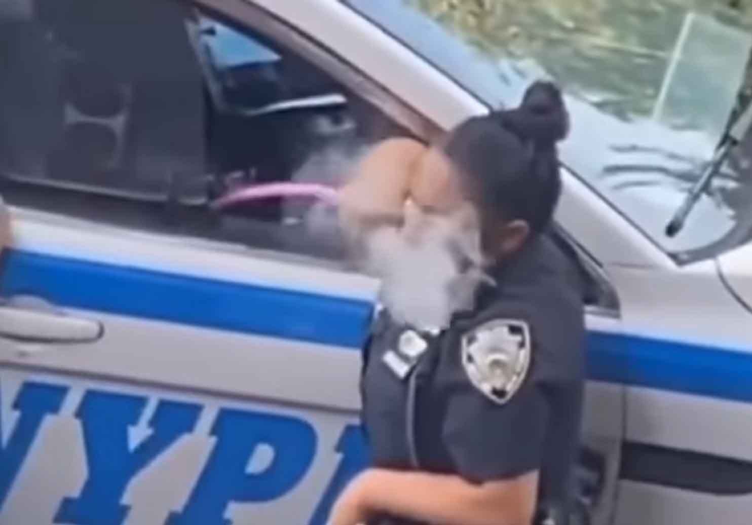 Video claims two New York City cops caught on camera smoking weed on duty