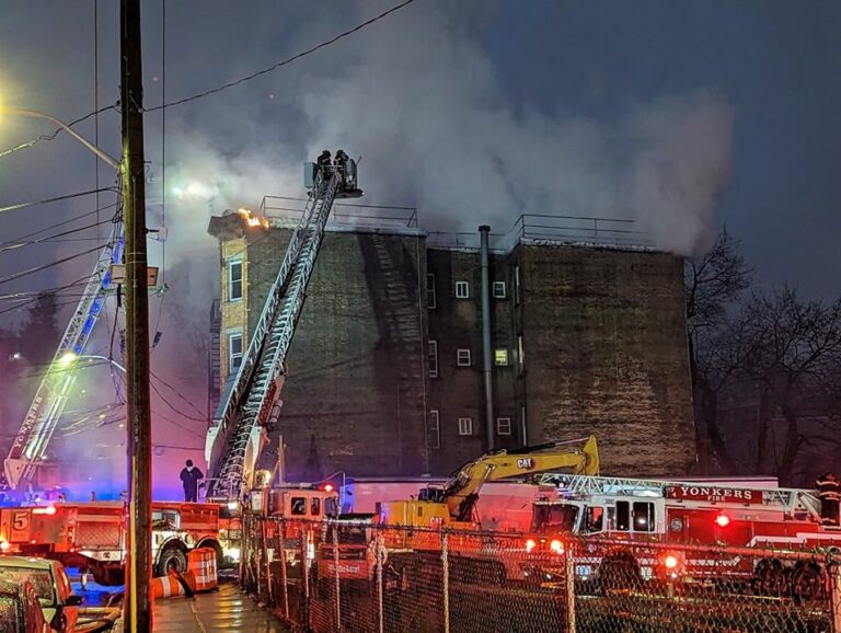 Members of the Yonkers Fire Department are presently engaged in fire operations at 21 Mulberry Street, a four-story residential apartment building. Initial calls of fire were reported at approximately 4:20 PM.