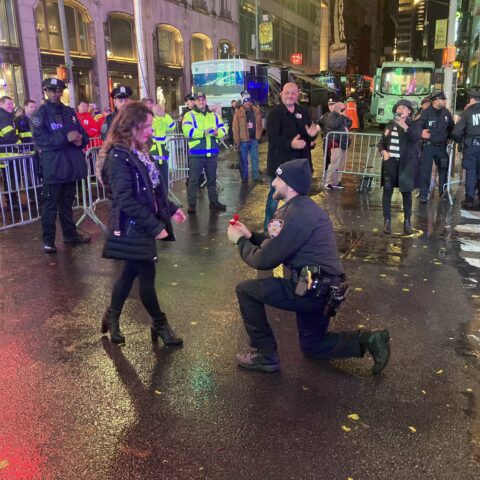 Watch: new york city cop proposes in times square on new year's eve - photo licensed by shore news network.