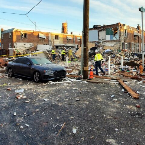 Gas explosion rocks philadelphia neighborhood on new year's day - photo licensed by shore news network.