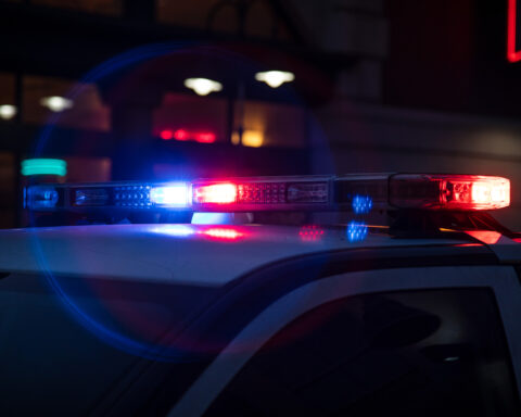 Police light at night.