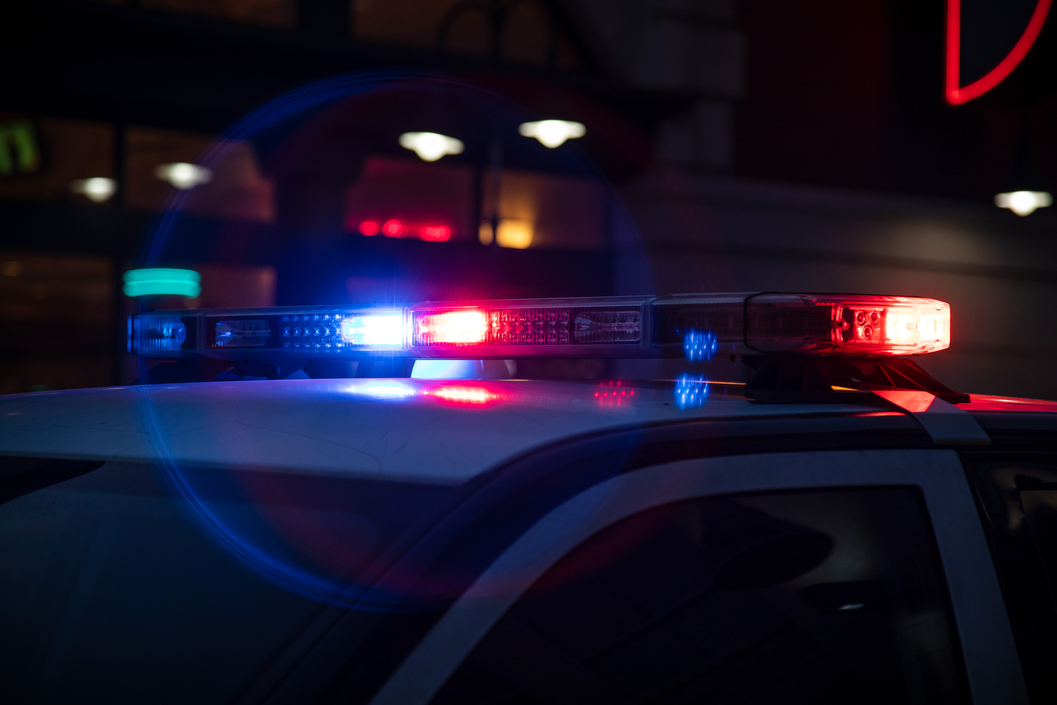 Police light at night.
