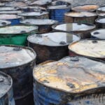 Metal drums similar to the ones removed from the Ciba Geigy superfund site in Toms River - Stock Photo.