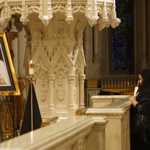 Pope benedict remembered at newark’s cathedral basilica of the sacred heart - photo licensed by shore news network.