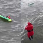 A hunter was rescued by Suffolk County Police officers after his kayak capsized in Narrow Bay this morning.