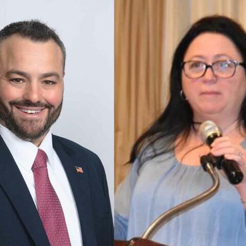 Toms river councilman dan rodrick (l) and toms river regular republican club chairwoman geri ambrosio.