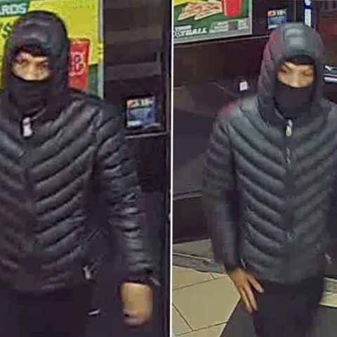 The individual being sought is described as a male with a medium complexion, approximately 5'9" to 6'00" tall, with a slim build. In both incidents the individual was wearing a black face mask and black bubble jacket with a hood.