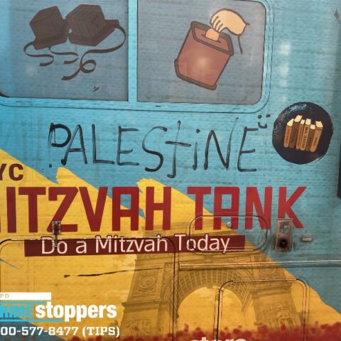 Manhattan synagogue targeted with pro-palestinian graffiti - photo licensed by shore news network.