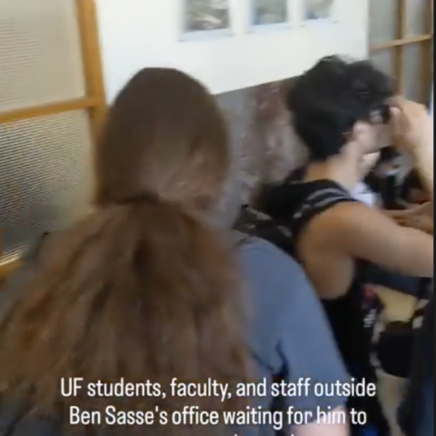 Left-wing students mob ben sasse’s office on his first day as university president - photo licensed by shore news network.