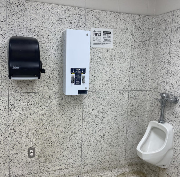 DEROY MURDOCK: Here Are Some Shining Examples Of Pure Dem Insanity Thanks to Sacramento Democrats, tampons are free of charge in Golden State government-school boys’ rooms, such as this one in San Diego. Photo courtesy of Phil Kendro.
