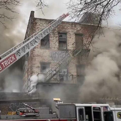 Firefighters battle four-alarm fire in brooklyn - photo licensed by shore news network.