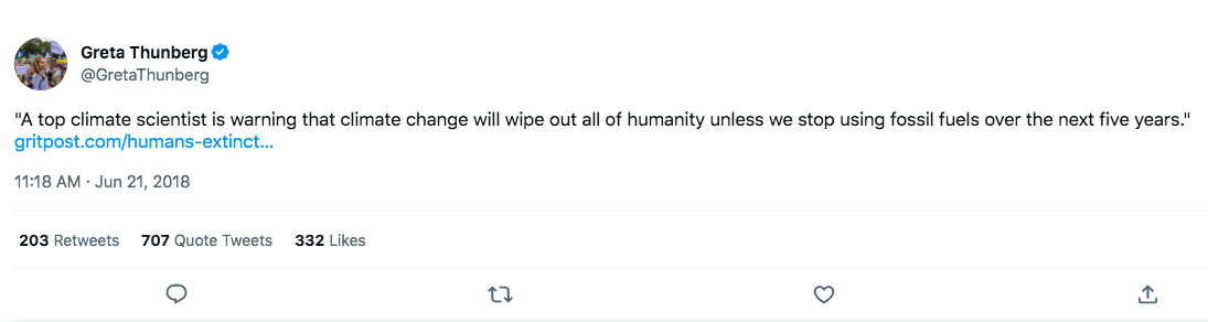 Doomsday Delayed! Greta Thunberg Deletes Tweet Predicting Climate Apocalypse If Fossil Fuels Aren’t Abandoned By 2023 Internet Archive/Screenshot