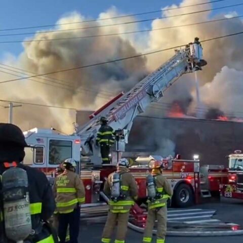 Firefighters battle blaze at queens auto parts store - photo licensed by shore news network.