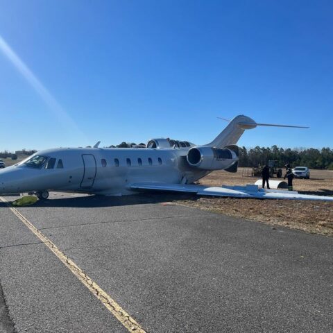 Plane loses control during storm while attempting landing at wall airport - photo licensed by shore news network.