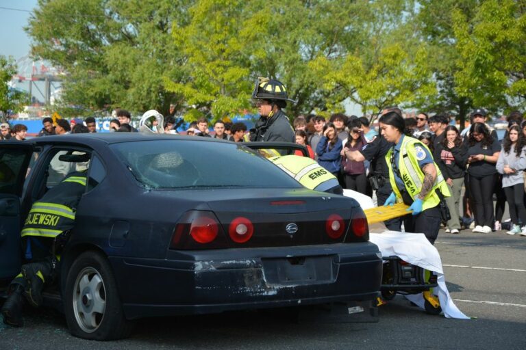 Bayonne police department hosts mock accident at high school to promote safe driving - photo licensed by shore news network.