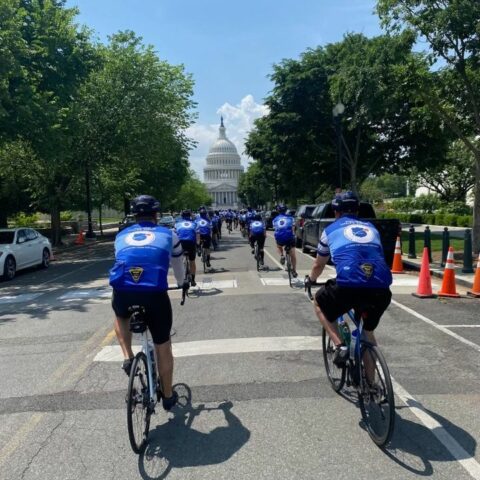 Cranford police arrive in d. C. After completing police unity tour - photo licensed by shore news network.