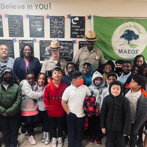 Maryland state troopers visit forestville grade school students on career day - photo licensed by shore news network.