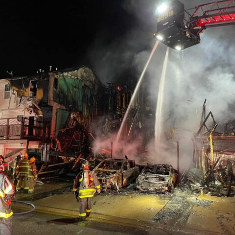 Massive overnight fire at seven trails displaced 18 people - photo licensed by shore news network.