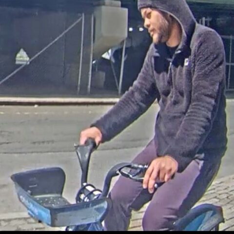 Brazen thief using citibike to rob victims of expensive headphones in manhattan - photo licensed by shore news network.