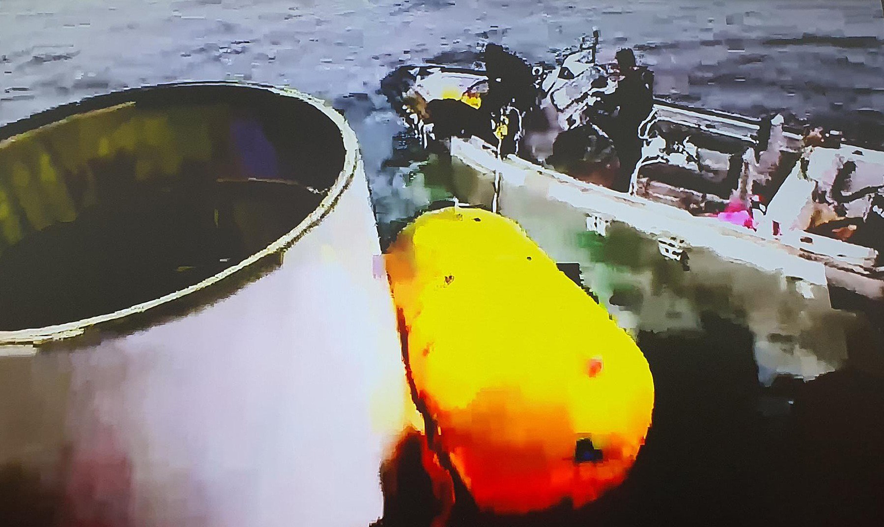 North Korea Confirms Fate Of Spy Satellite Meant To Spy On US Military EOCHEONG-DO ISLAND, SOUTH KOREA - MAY 31: In this handout image released by the South Korean Defense Ministry, The object salvaged by South Korea's military that is presumed to be part of the North Korean space-launch vehicle that crashed into sea following a launch failure in waters off on May 31, 2023 in Eocheongdo Island South Korea. North Korea fired what it claims to be a "space launch vehicle" southward Wednesday, but it fell into the Yellow Sea after an "abnormal" flight, the South Korean military said, in a botched launch that defied international criticism and warnings.
