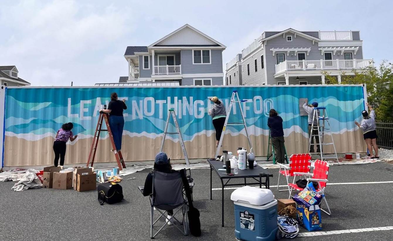 Leave nothing but footprints, student mural at the Jersey Shore reminds beachgoers