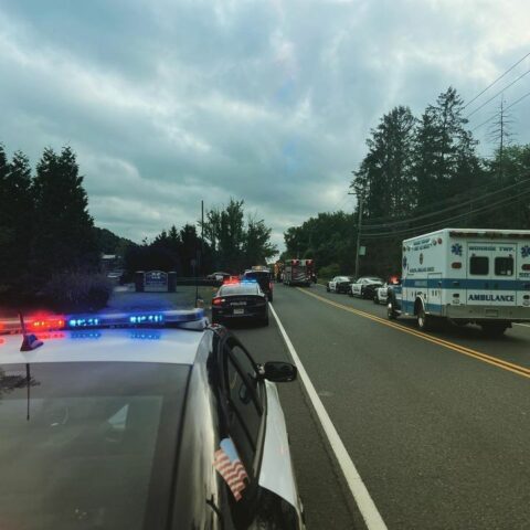 Emergency road closure in marlboro township following serious motor vehicle crash - photo licensed by shore news network.