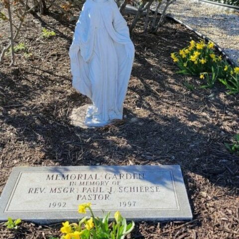 Statue at memorial site for church pastor stolen - photo licensed by shore news network.