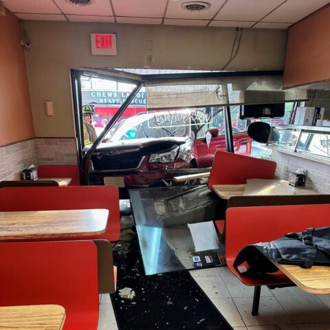 Vehicle collision at gloucester township pizza shop, no injuries reported - photo licensed by shore news network.