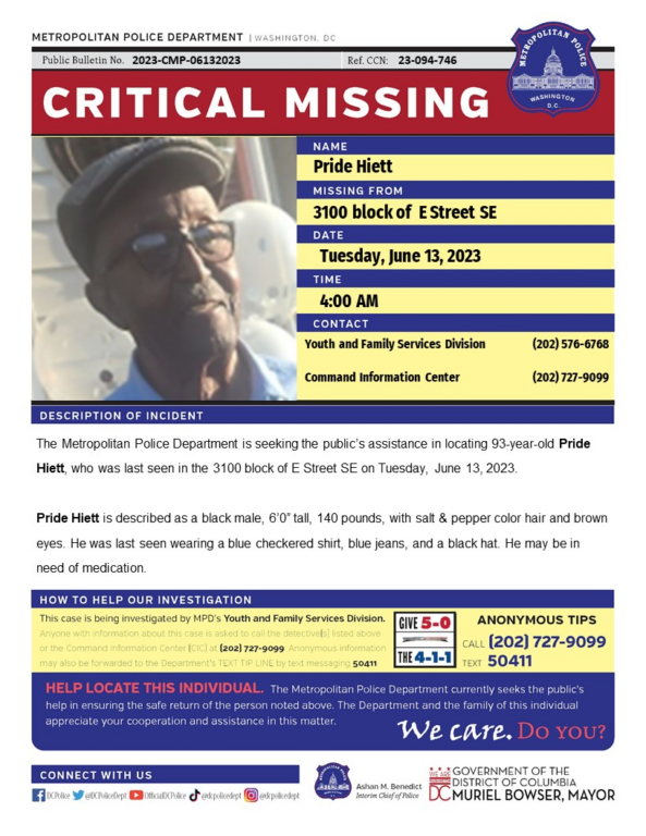 93-Year-Old Missing In D.C. 93-Year-Old Missing In D.C.