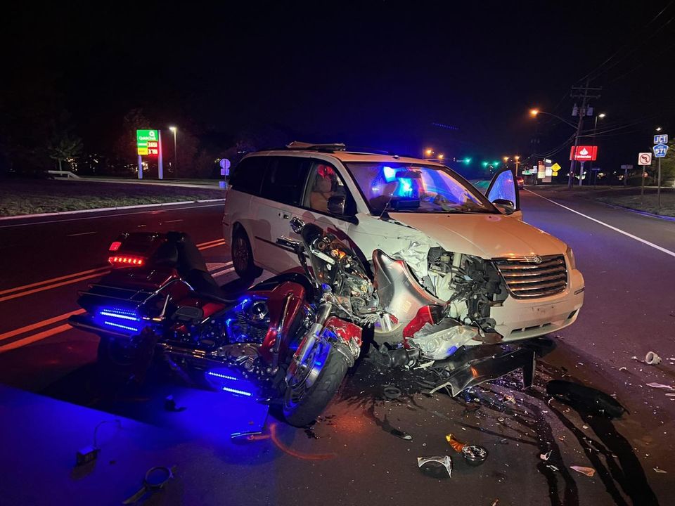 Motorcyclist Injured in Crash with Minivan