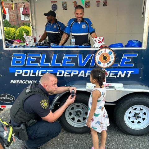 Belleville police hold another successful pizza with a cop event - photo licensed by shore news network.