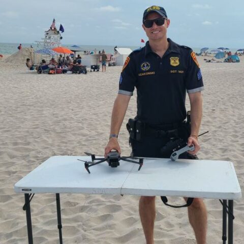 After shark attacks, police using drones to scan water off long island - photo licensed by shore news network.