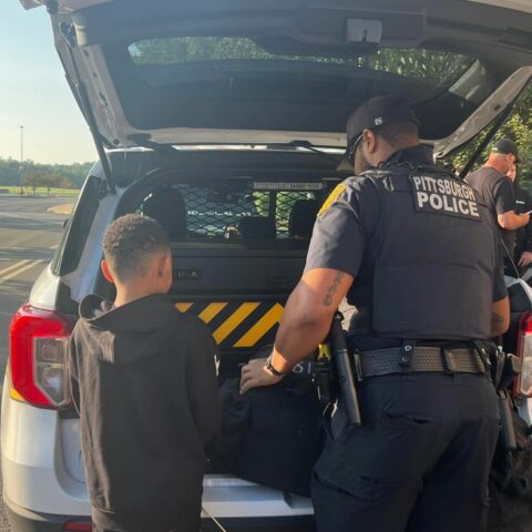 Pittsburgh police officers join local youth for back-to-school shopping events - photo licensed by shore news network.