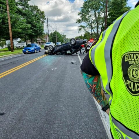 Overturned vehicle reported in gloucester township - photo licensed by shore news network.