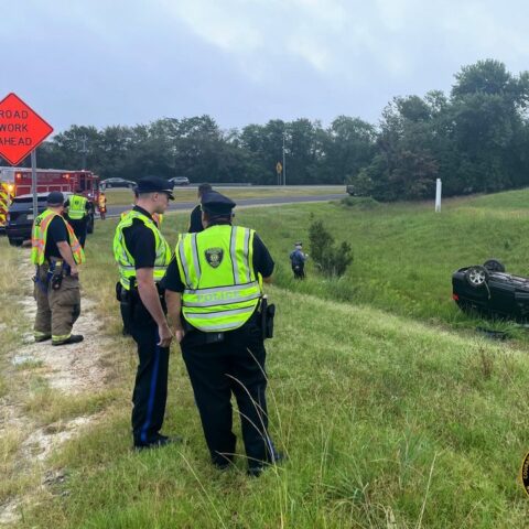 Gloucester county police investigate overturned vehicle - photo licensed by shore news network.