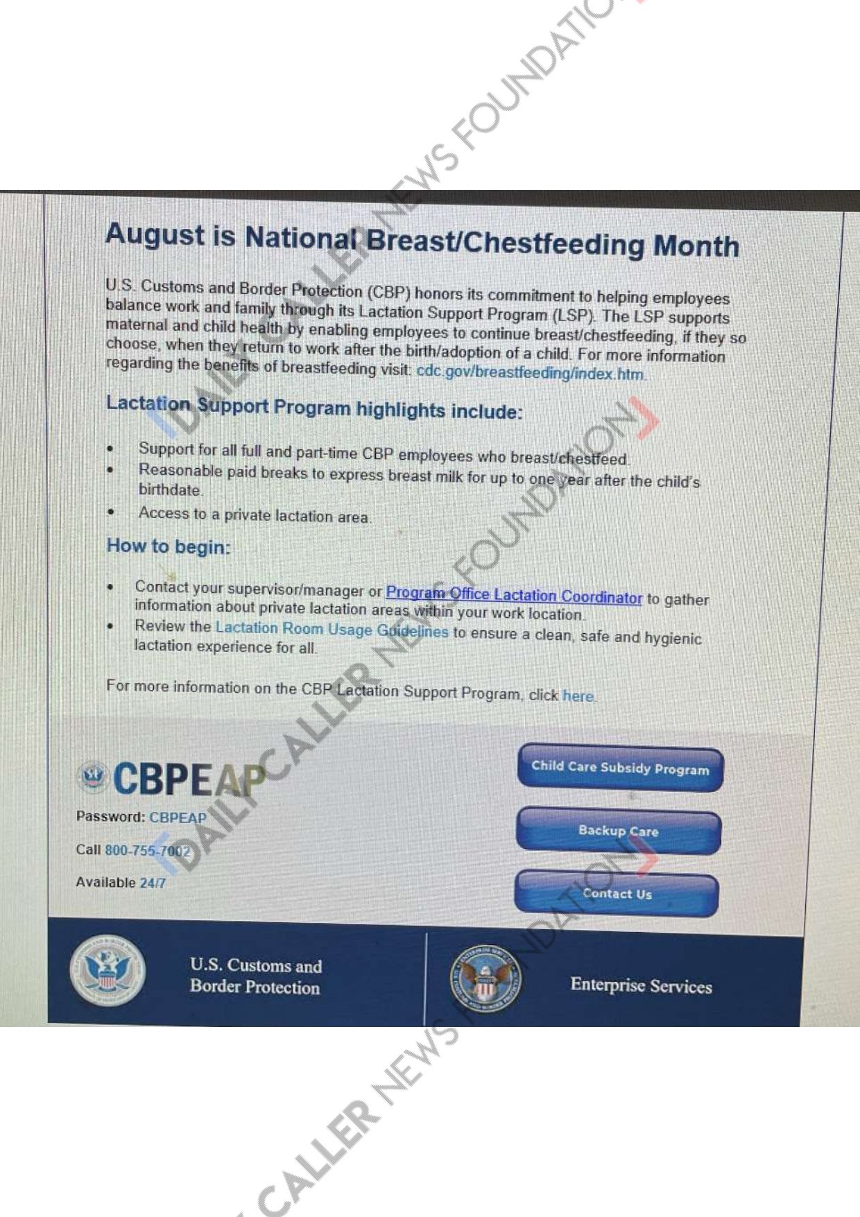 Current, Former CBP Officials Rip Biden Admin For Focusing On ‘Chestfeeding Awareness’ During Border Crisis Internal CBP memo obtained by the Daily Caller News Foundation's Jennie Taer