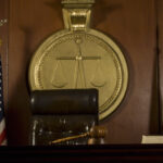 Judge Seat And Gavel In Court Room