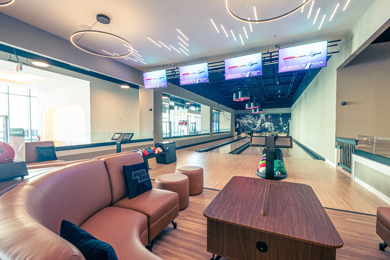 Swank New Lounge at Pier Village Includes Bowling Alley, Bar, Games