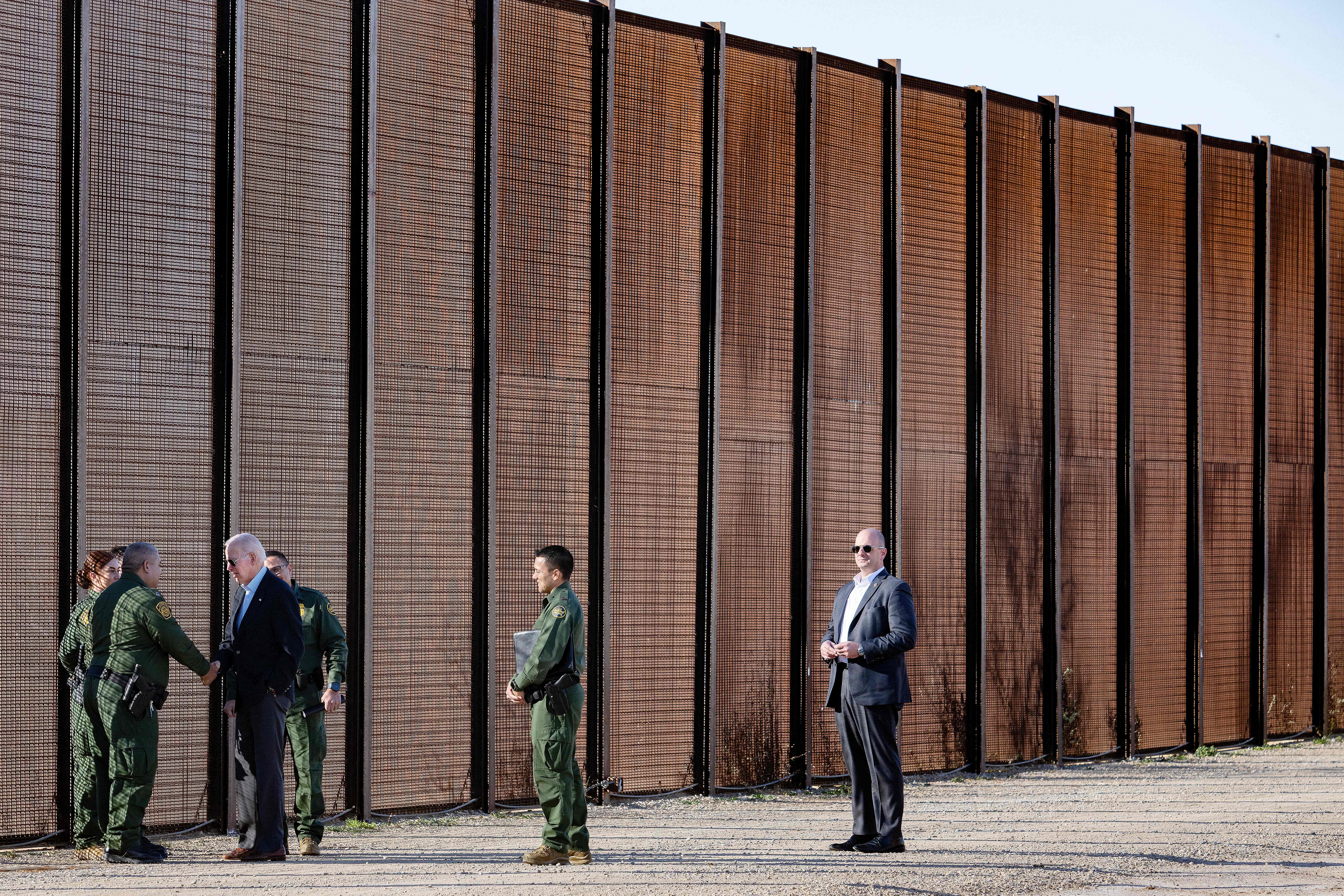 Biden Admin’s Claim Of Success Over Recent Border Policies Drowned Out By Renewed Illegal Immigration Surge US President Joe Biden speaks with US Customs and Border Protection officers as he visits the US-Mexico border in El Paso, Texas, on January 8, 2023. (Photo by Jim WATSON / AFP) (Photo by JIM WATSON/AFP via Getty Images)