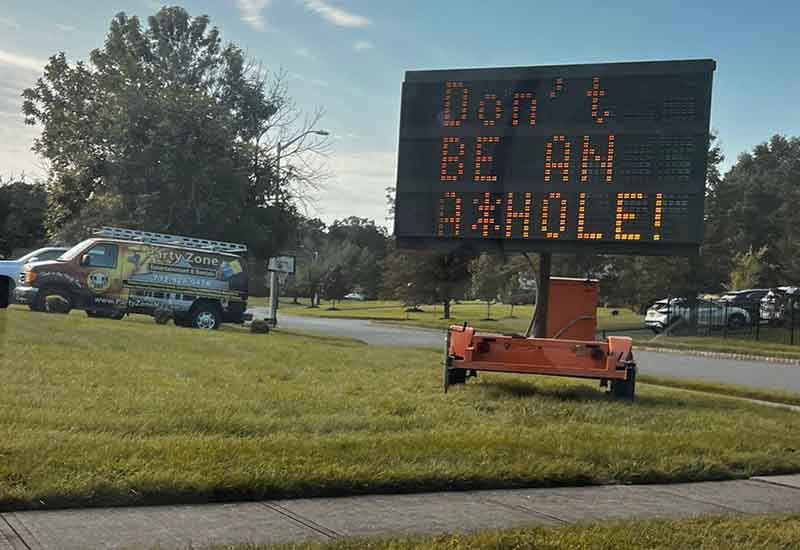 Jackson Township Orders Homeowner to Remove Vulgar Blinking Traffic Sign