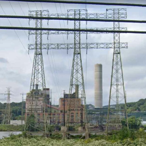 Cheswick power plant boiler house implosion this week - photo licensed by shore news network.